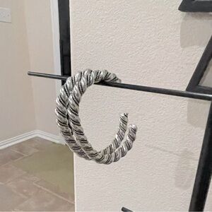 Two - Navajo Native Sterling Silver 1/4” Thick Twisted Rope Cuff.